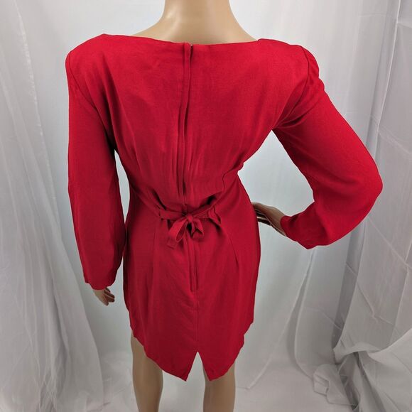 Vintage 1990s Frederick's of Hollywood Mini Dress Red Button Front Cut Out 11-12 - Picture 3 of 11